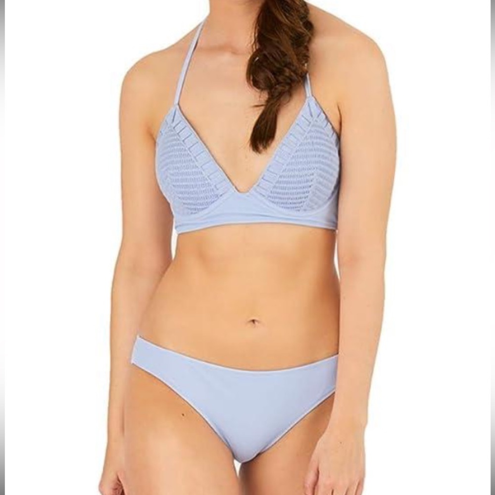 Shade & Shore Blue Crochet Bikini Top, 34DD